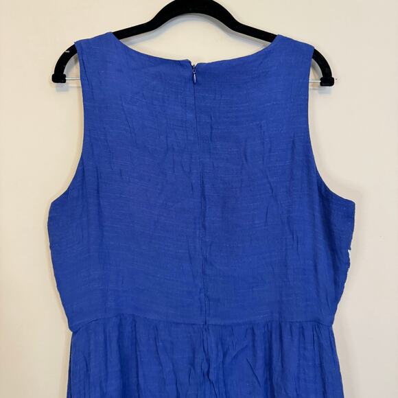 Luxology Maxi Dress Womens XL Blue Geometric Embroidered Boho Sleeveless Cottage - Picture 6 of 9